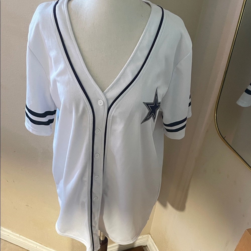 NFL White Team Apparel Tagged Jersey button down top.